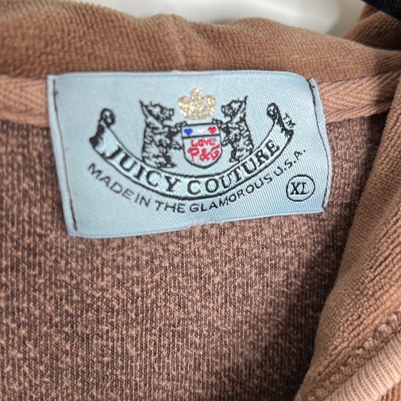 🛍️Mocha⚡️Juicy Couture Vintage Velour Hoodie preloved XL c2001 - Picture 3 of 9